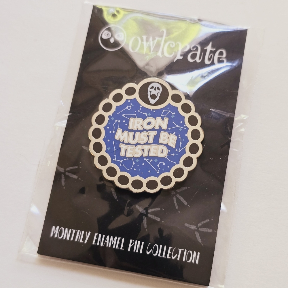 NWT Owlcrate Iron Must Be Tested Pin
